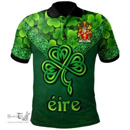 ScotsTee Shop Irish Marsh Coat of Arms Irish Polo Shirt Ireland Shamrock Triangle Style