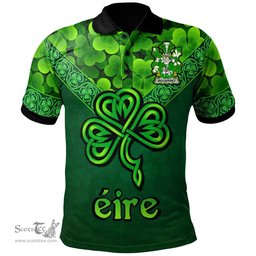 ScotsTee Shop Irish McCaffrey Coat of Arms Irish Polo Shirt Ireland Shamrock Triangle Style
