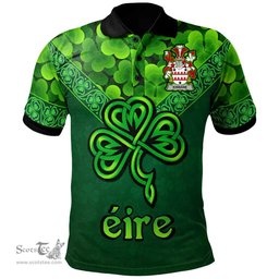 ScotsTee Shop Irish Kinnane or O'Kinane Coat of Arms Irish Polo Shirt Ireland Shamrock Triangle Style