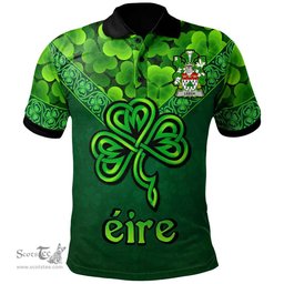 ScotsTee Shop Irish Leech Coat of Arms Irish Polo Shirt Ireland Shamrock Triangle Style