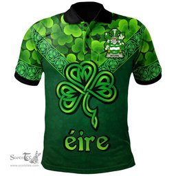 ScotsTee Shop Irish McCabe Coat of Arms Irish Polo Shirt Ireland Shamrock Triangle Style