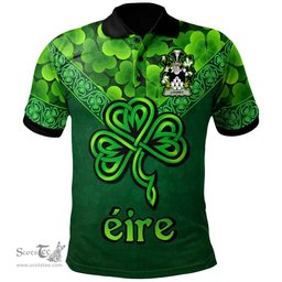 ScotsTee Shop Irish Looney or O'Lunney Coat of Arms Irish Polo Shirt Ireland Shamrock Triangle Style