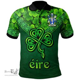 ScotsTee Shop Irish Martin Coat of Arms Irish Polo Shirt Ireland Shamrock Triangle Style