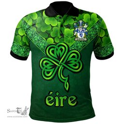 ScotsTee Shop Irish McMurray Coat of Arms Irish Polo Shirt Ireland Shamrock Triangle Style