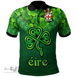 ScotsTee Shop Irish Laurence Coat of Arms Irish Polo Shirt Ireland Shamrock Triangle Style