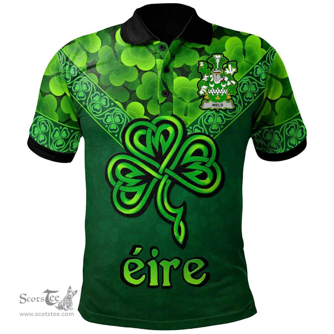 ScotsTee Shop Irish Weld Coat of Arms Irish Polo Shirt Ireland Shamrock Triangle Style