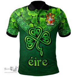 ScotsTee Shop Irish Vizer Coat of Arms Irish Polo Shirt Ireland Shamrock Triangle Style