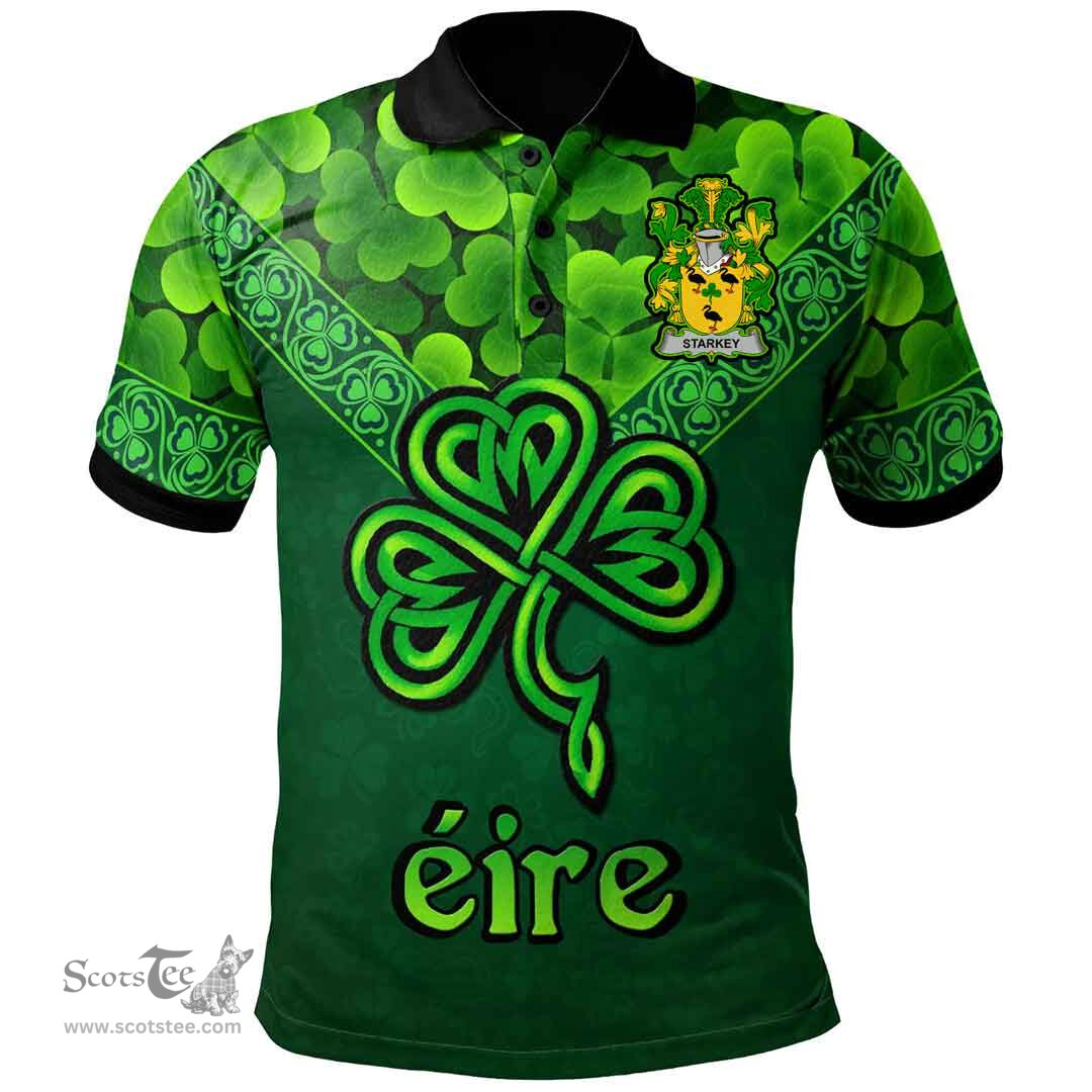 ScotsTee Shop Irish Starkey Coat of Arms Irish Polo Shirt Ireland Shamrock Triangle Style