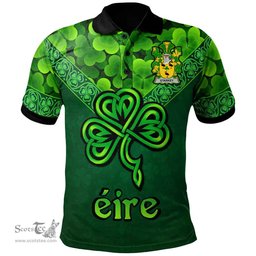 ScotsTee Shop Irish Starkey Coat of Arms Irish Polo Shirt Ireland Shamrock Triangle Style