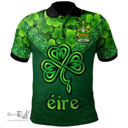 ScotsTee Shop Irish Rowan Coat of Arms Irish Polo Shirt Ireland Shamrock Triangle Style