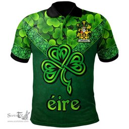 ScotsTee Shop Irish Walpole Coat of Arms Irish Polo Shirt Ireland Shamrock Triangle Style