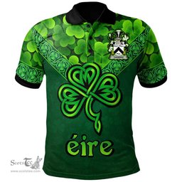 ScotsTee Shop Irish Thunder Coat of Arms Irish Polo Shirt Ireland Shamrock Triangle Style