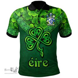ScotsTee Shop Irish Sherlock Coat of Arms Irish Polo Shirt Ireland Shamrock Triangle Style