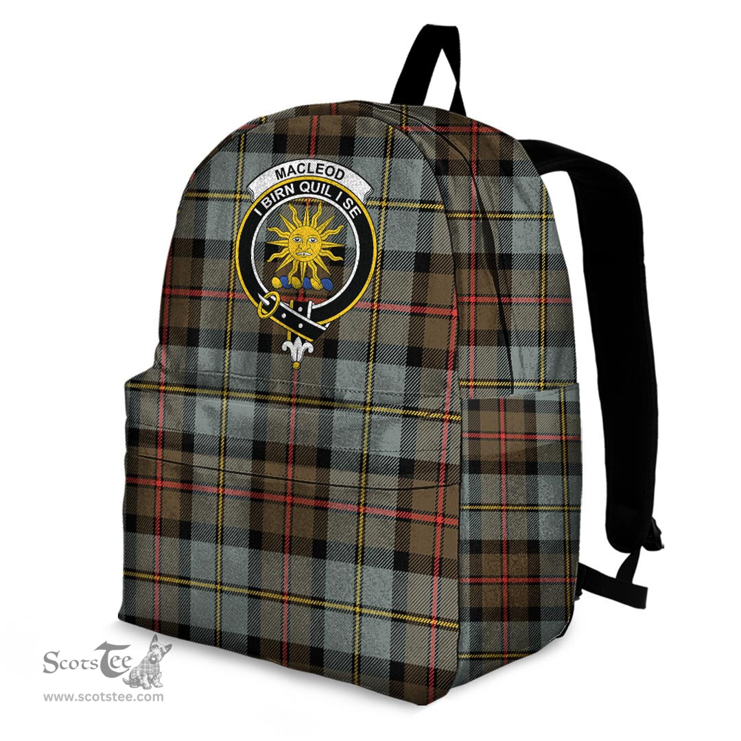 ScotsTee Shop Scottish MacLeod of Harris Weathered Clan Tartan Backpack - Crest Classic