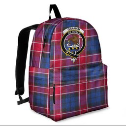ScotsTee Shop Scottish Graham of Menteith Red Clan Tartan Backpack - Crest Classic