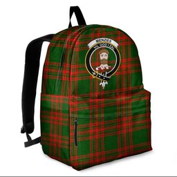 ScotsTee Shop Scottish Menzies Green Modern Clan Tartan Backpack - Crest Classic