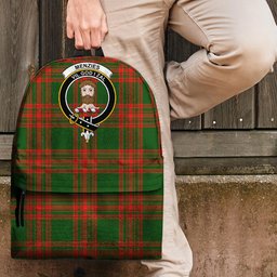 ScotsTee Shop Scottish Menzies Green Modern Clan Tartan Backpack - Crest Classic