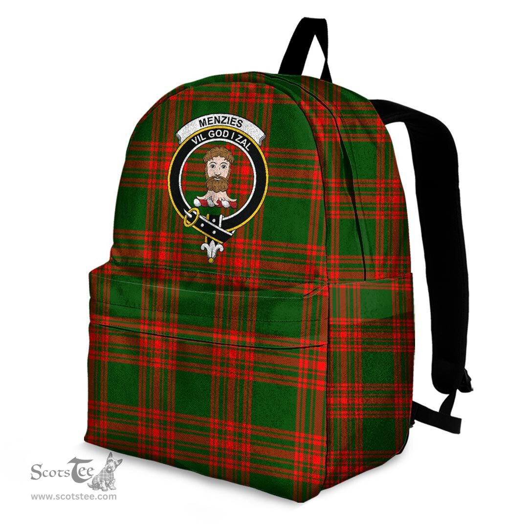 ScotsTee Shop Scottish Menzies Green Modern Clan Tartan Backpack - Crest Classic
