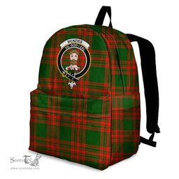 ScotsTee Shop Scottish Menzies Green Modern Clan Tartan Backpack - Crest Classic