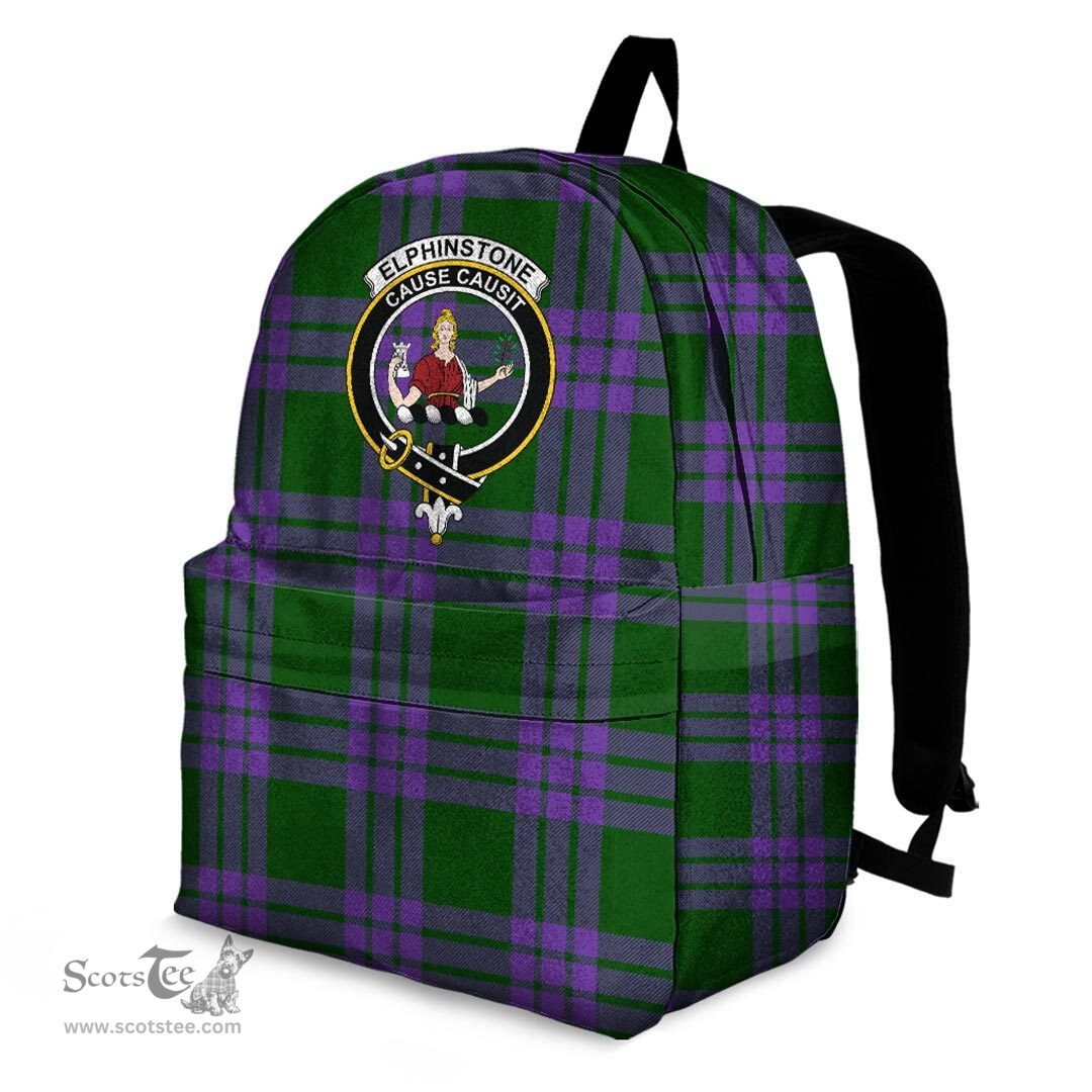 ScotsTee Shop Scottish Elphinstone Clan Tartan Backpack - Crest Classic
