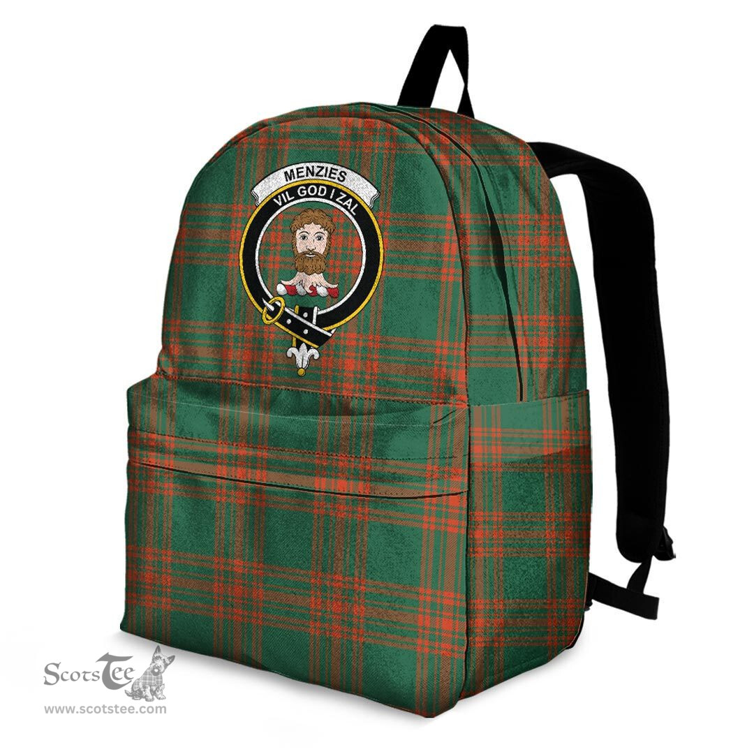 ScotsTee Shop Scottish Menzies Green Ancient Clan Tartan Backpack - Crest Classic