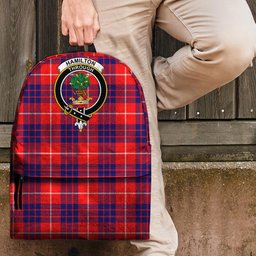 ScotsTee Shop Scottish Hamilton Modern Clan Tartan Backpack - Crest Classic