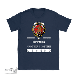 ScotsTee Shop Scottish Binning (of Wallifoord) Clan Crest Scottish Legend T Shirt