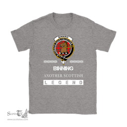 ScotsTee Shop Scottish Binning (of Wallifoord) Clan Crest Scottish Legend T Shirt