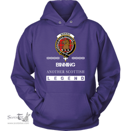 ScotsTee Shop Scottish Binning (of Wallifoord) Clan Crest Scottish Legend Hoodie