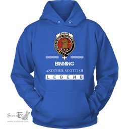 ScotsTee Shop Scottish Binning (of Wallifoord) Clan Crest Scottish Legend Hoodie