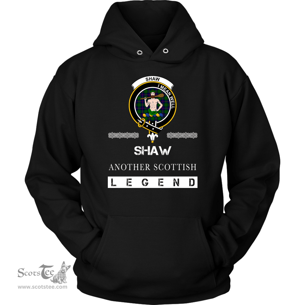ScotsTee Shop Scottish Shaw (of Sauchie) Clan Crest Scottish Legend Hoodie