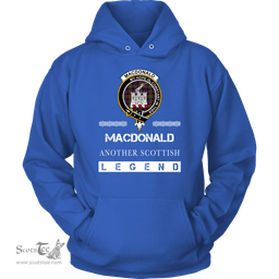 ScotsTee Shop Scottish MacDonald (Clan Ranald) Clan Crest Scottish Legend Hoodie