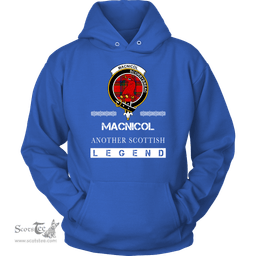 ScotsTee Shop Scottish MacNicol (of Scorrybreac) Clan Crest Scottish Legend Hoodie