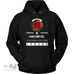 ScotsTee Shop Scottish MacNicol (of Scorrybreac) Clan Crest Scottish Legend Hoodie