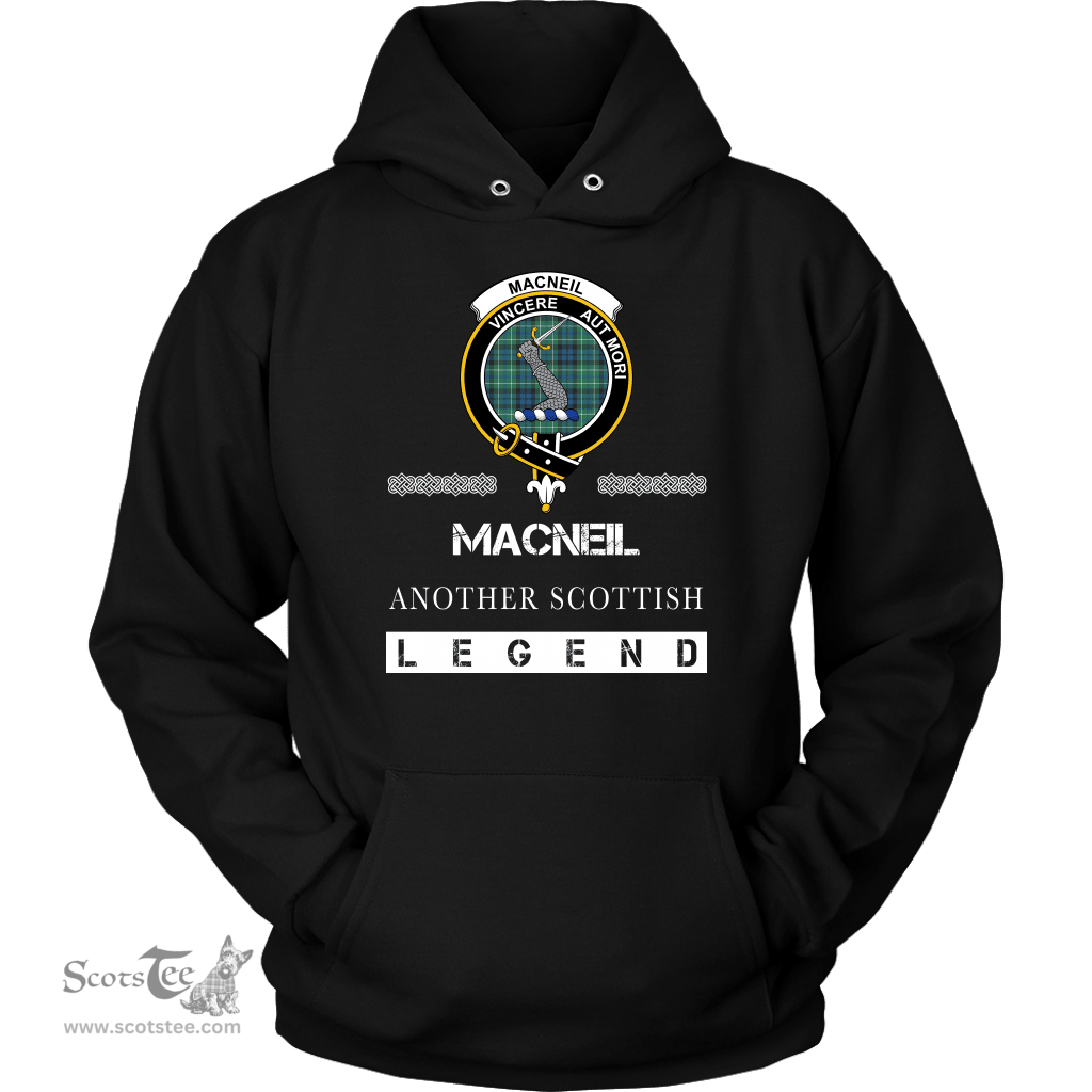 ScotsTee Shop Scottish MacNeil (of Colonsay) Clan Crest Scottish Legend Hoodie