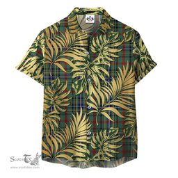 ScotsTee Shop Scottish Bisset Clan Tartan Vintage Leaves Hawaiian Shirt