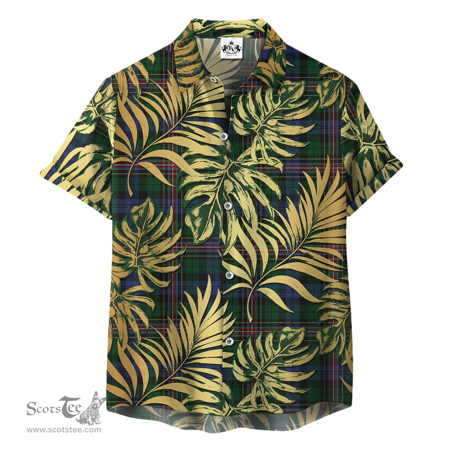 ScotsTee Shop Scottish Allison (MacBean and Bishop) Clan Tartan Vintage Leaves Hawaiian Shirt
