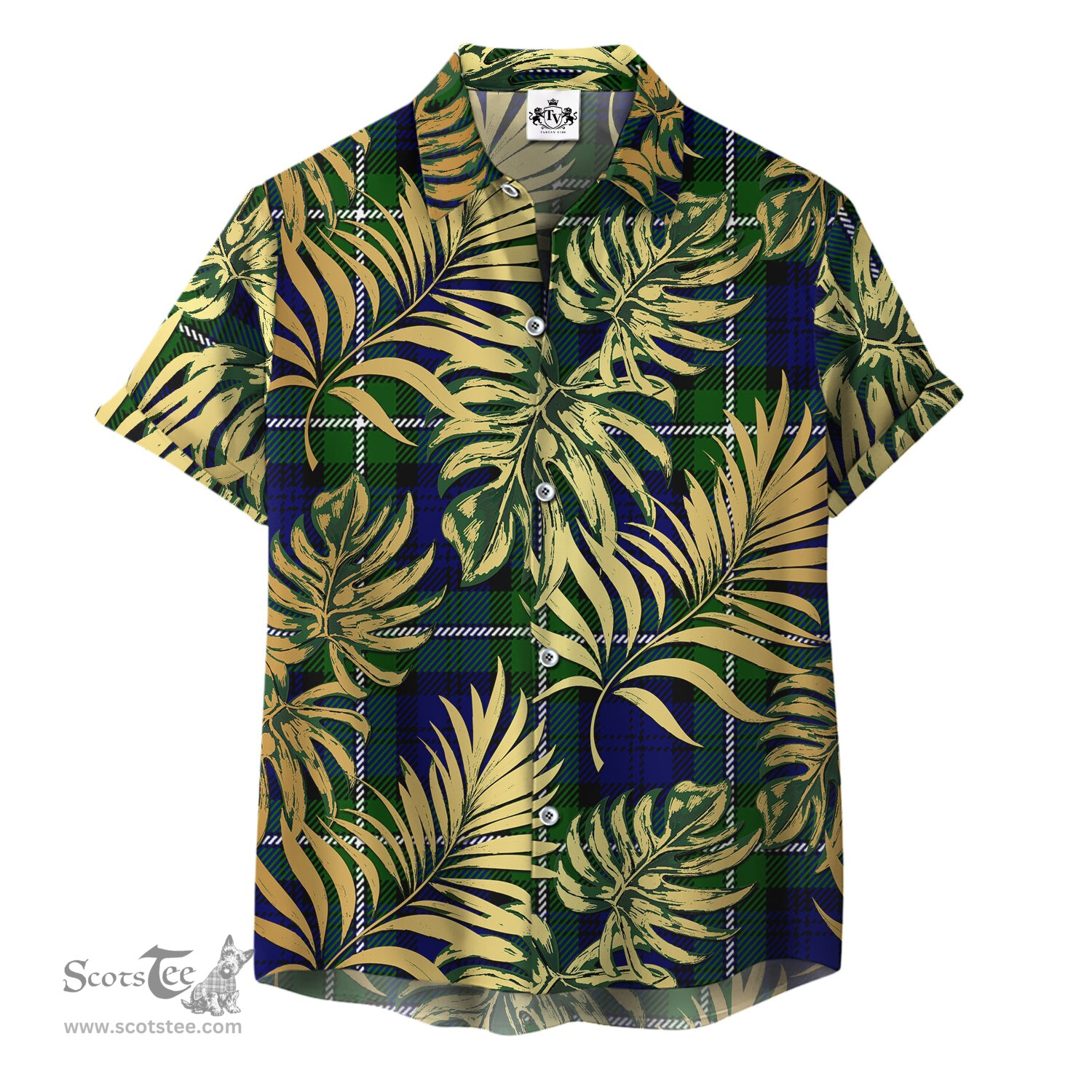 ScotsTee Shop Scottish Bannerman Clan Tartan Vintage Leaves Hawaiian Shirt