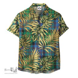 ScotsTee Shop Scottish Bowie Ancient Clan Tartan Vintage Leaves Hawaiian Shirt