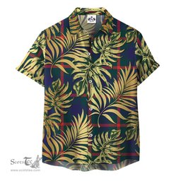 ScotsTee Shop Scottish Agnew Modern Clan Tartan Vintage Leaves Hawaiian Shirt