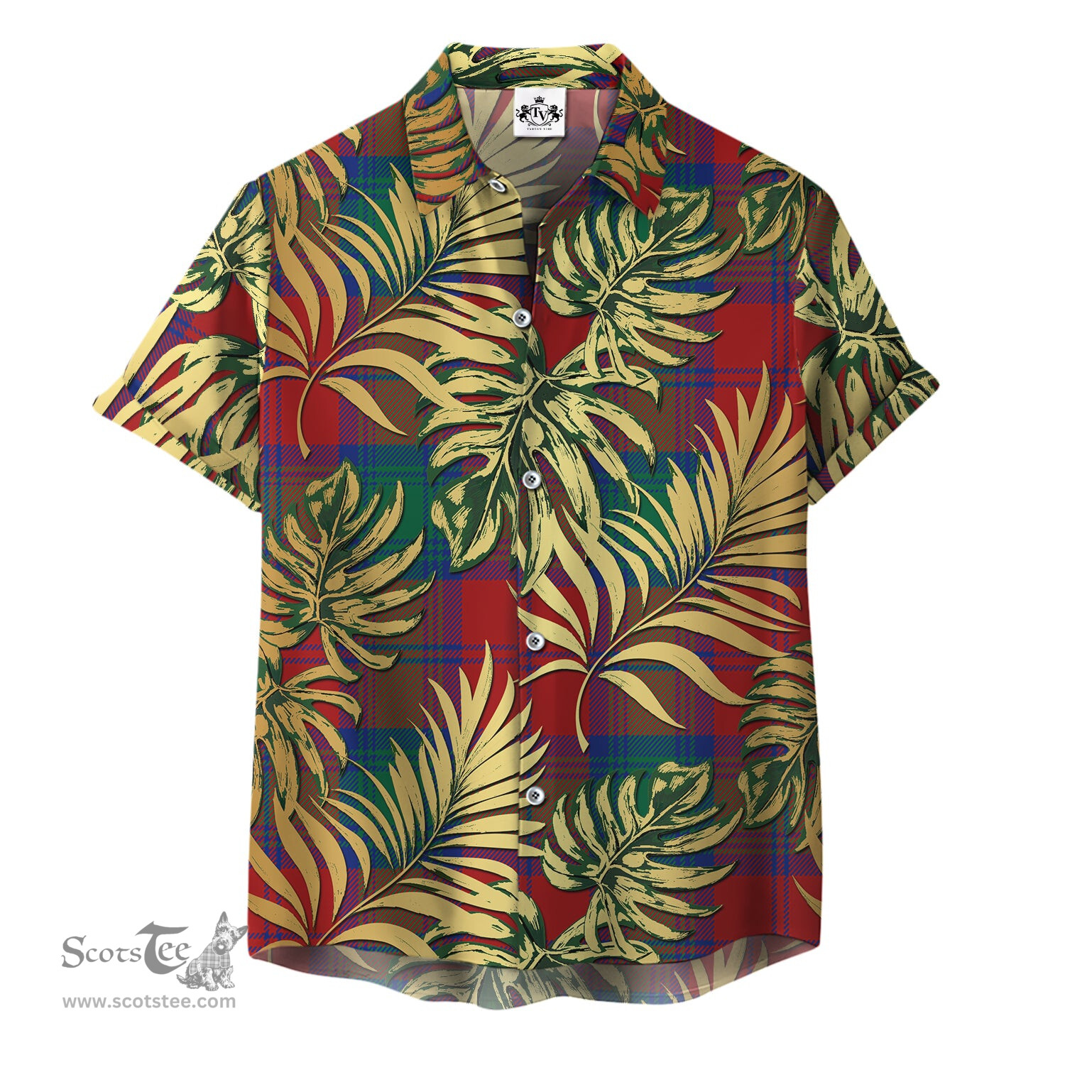 ScotsTee Shop Scottish Auchinleck Clan Tartan Vintage Leaves Hawaiian Shirt