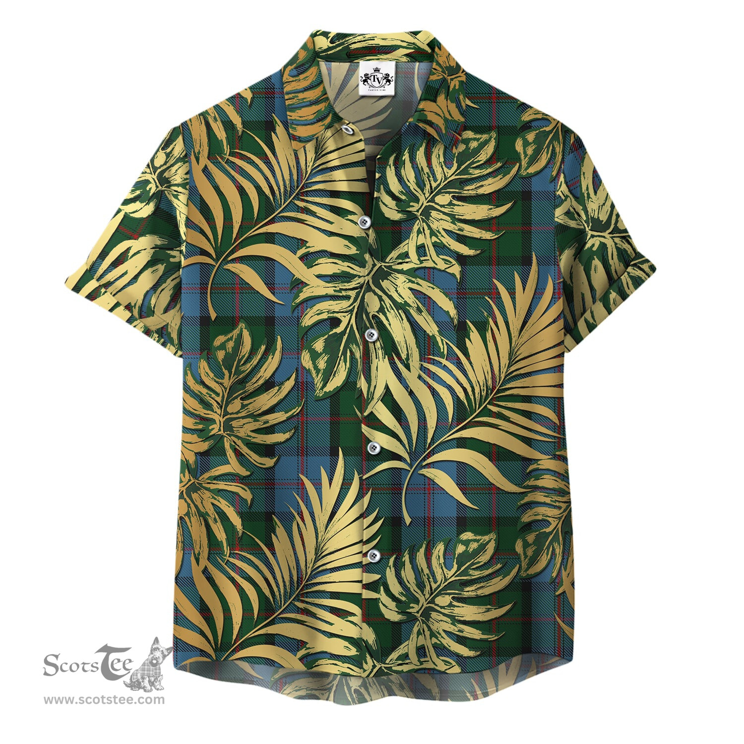 ScotsTee Shop Scottish Ayrton Clan Tartan Vintage Leaves Hawaiian Shirt