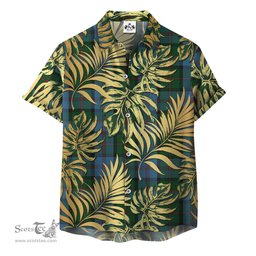 ScotsTee Shop Scottish Ayrton Clan Tartan Vintage Leaves Hawaiian Shirt