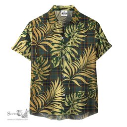 ScotsTee Shop Scottish Antrim Clan Tartan Vintage Leaves Hawaiian Shirt