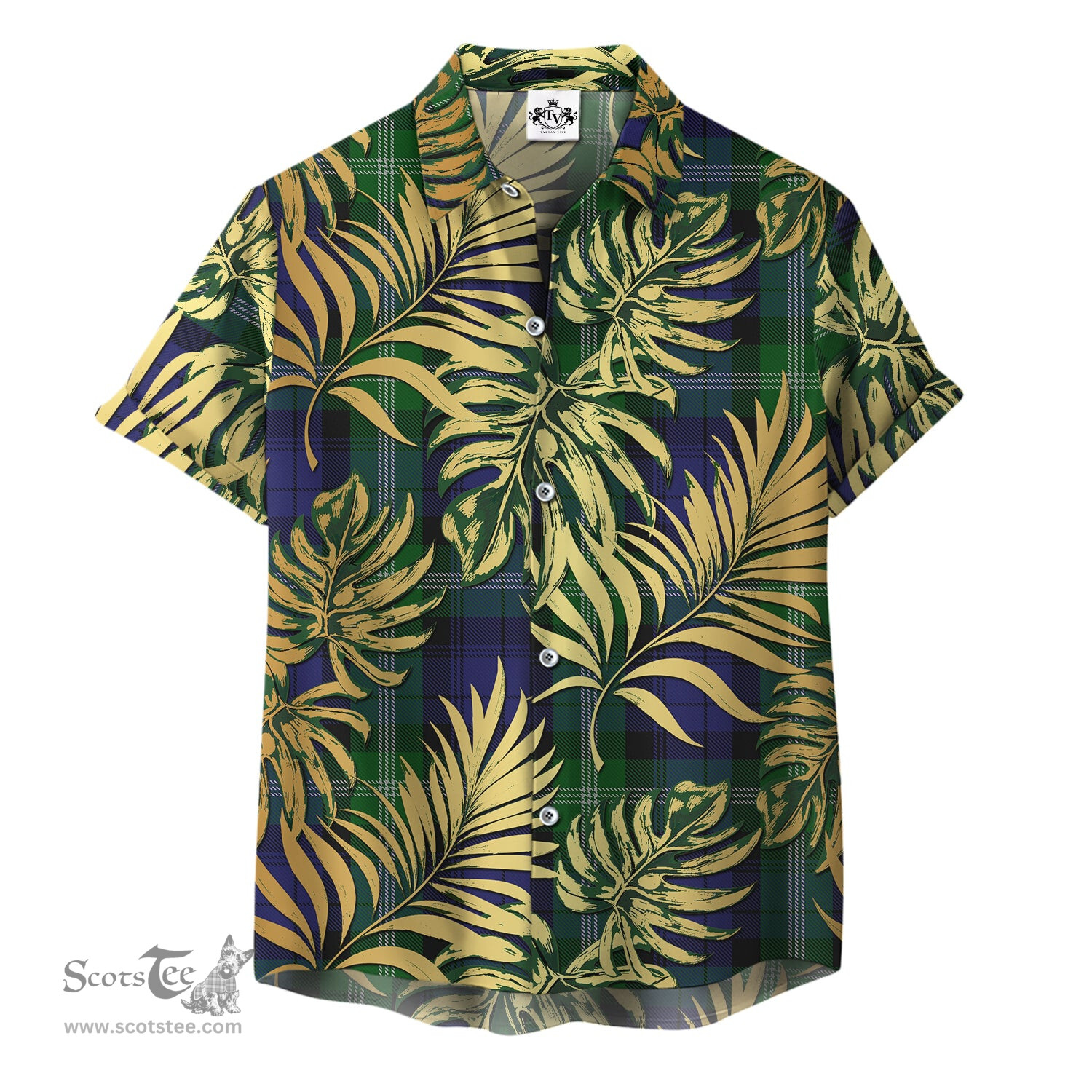 ScotsTee Shop Scottish Baillie of Polkemmet Clan Tartan Vintage Leaves Hawaiian Shirt