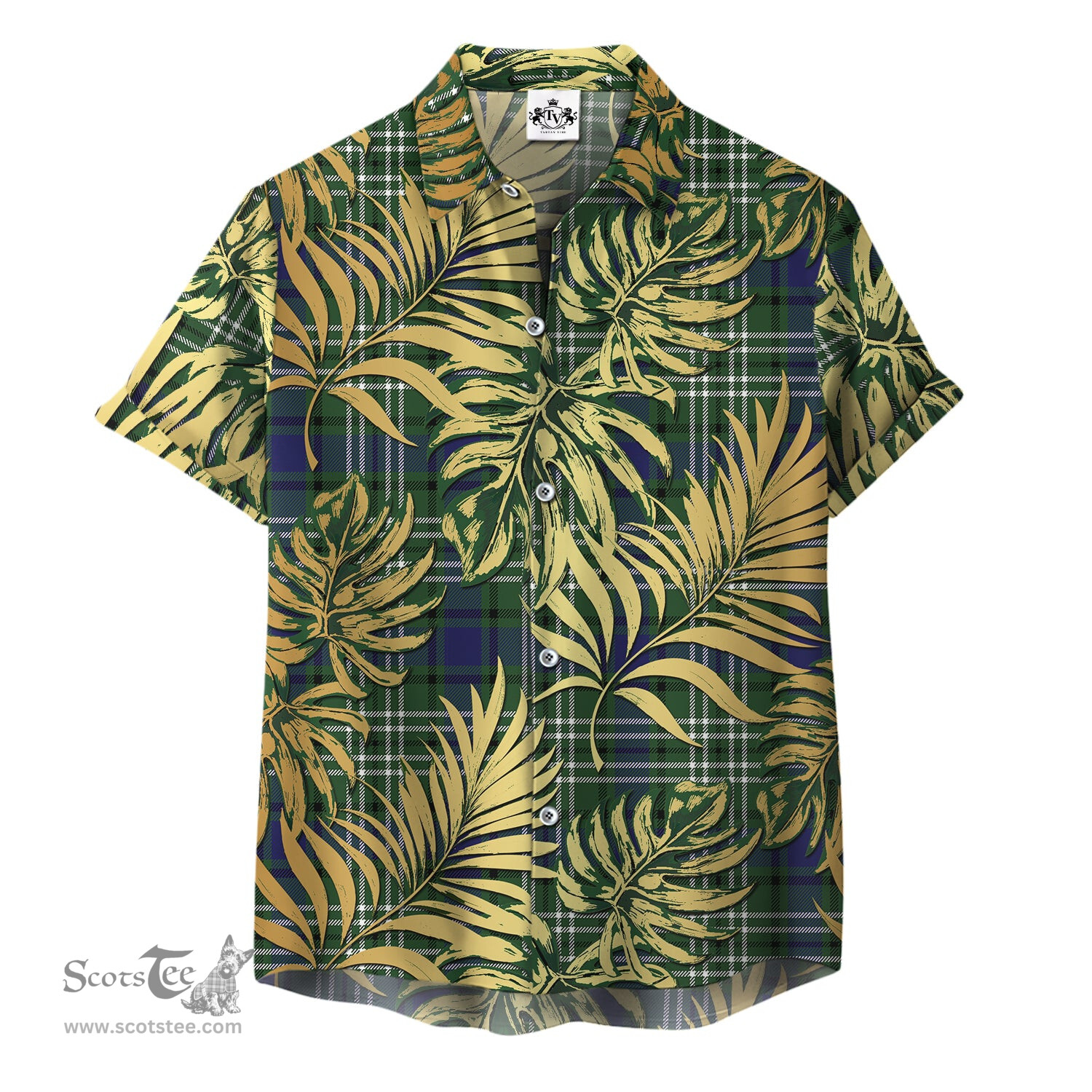 ScotsTee Shop Scottish Blyth Clan Tartan Vintage Leaves Hawaiian Shirt