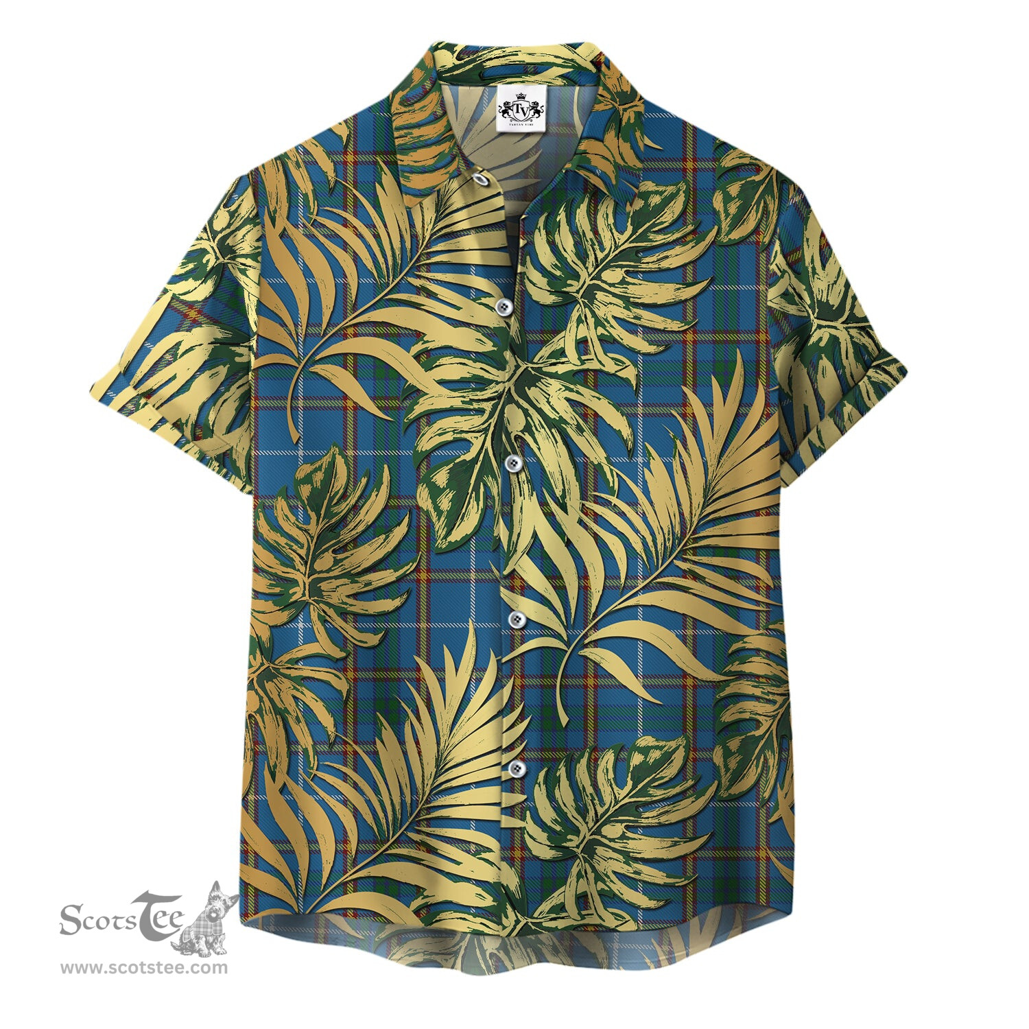 ScotsTee Shop Scottish Bains of Caithness Clan Tartan Vintage Leaves Hawaiian Shirt