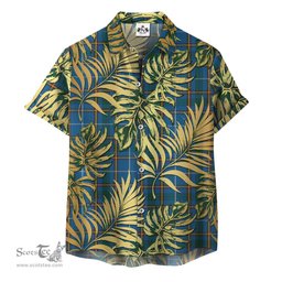 ScotsTee Shop Scottish Bains of Caithness Clan Tartan Vintage Leaves Hawaiian Shirt