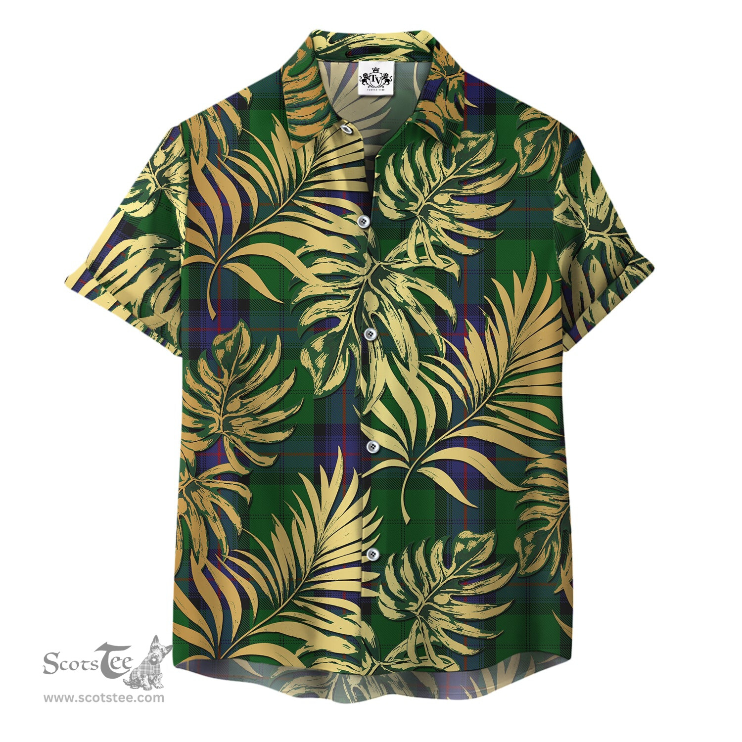 ScotsTee Shop Scottish Armstrong Clan Tartan Vintage Leaves Hawaiian Shirt