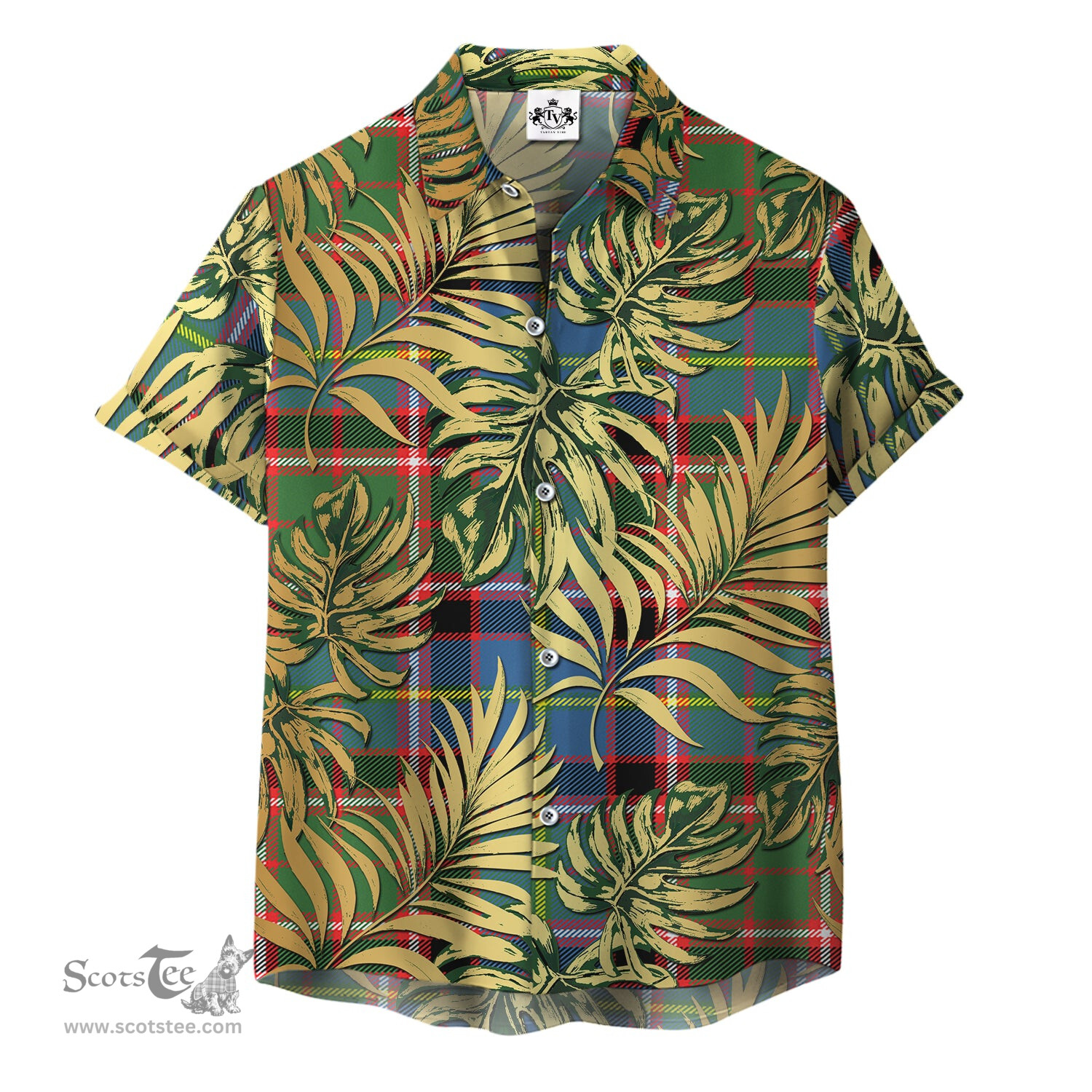 ScotsTee Shop Scottish Aikenhead Clan Tartan Vintage Leaves Hawaiian Shirt